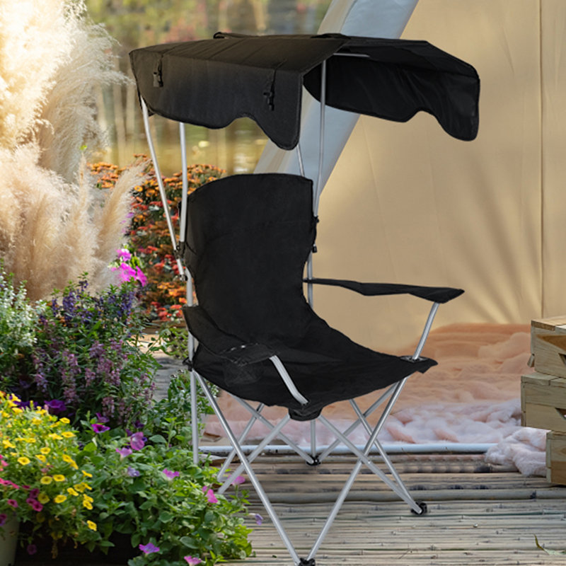 Arlmont & Co. Minodor Portable Lounge Chair Camping Chair with Umbrella